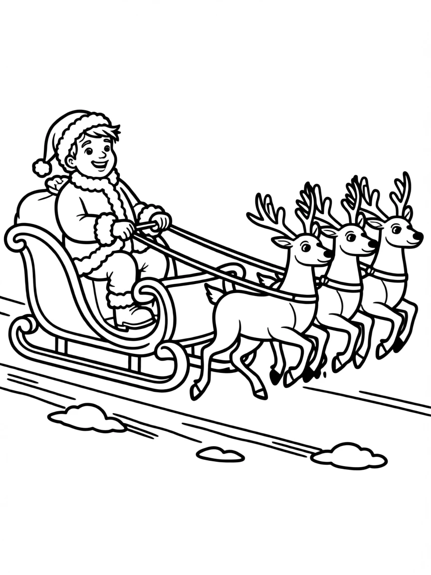 Reindeer pulling Santa's sleigh.