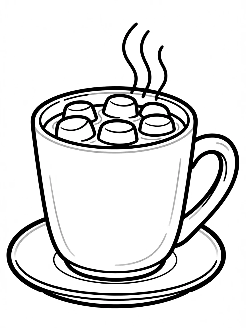 A mug of hot chocolate with marshmallows.