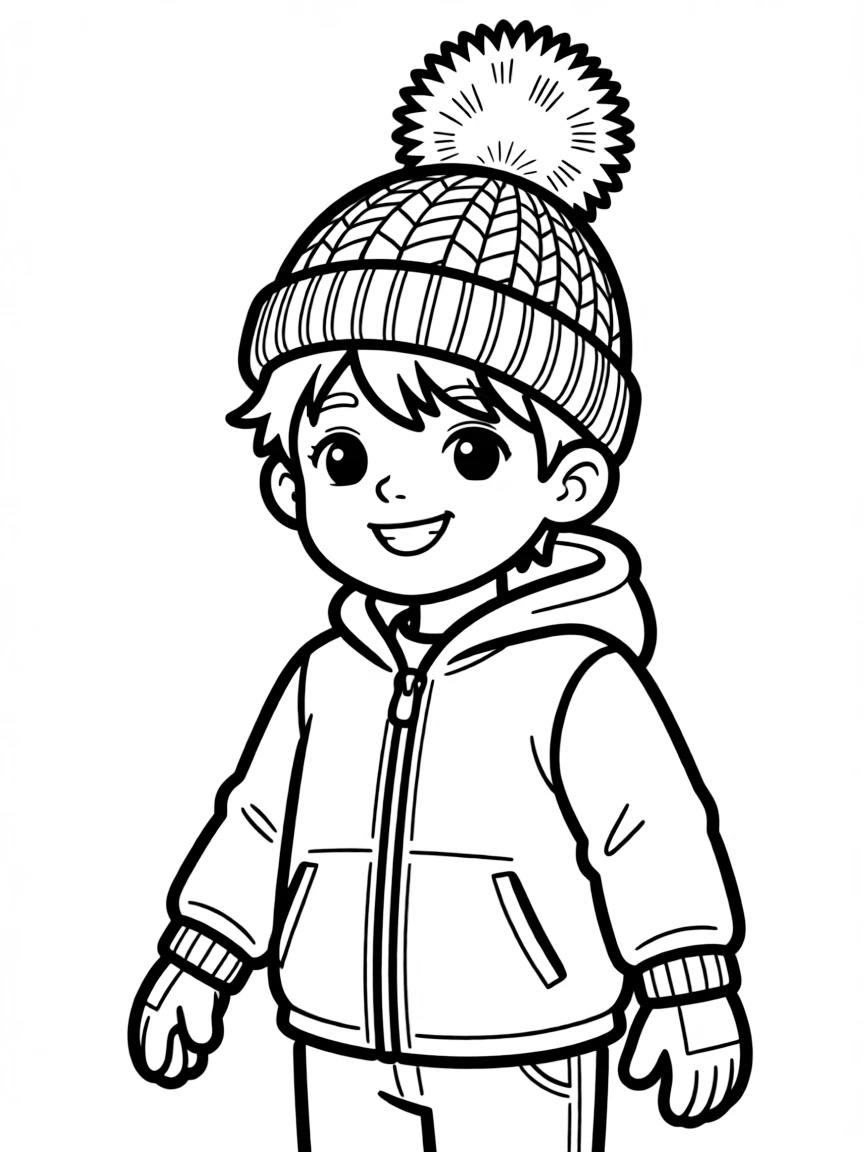 A winter hat with a pom-pom.