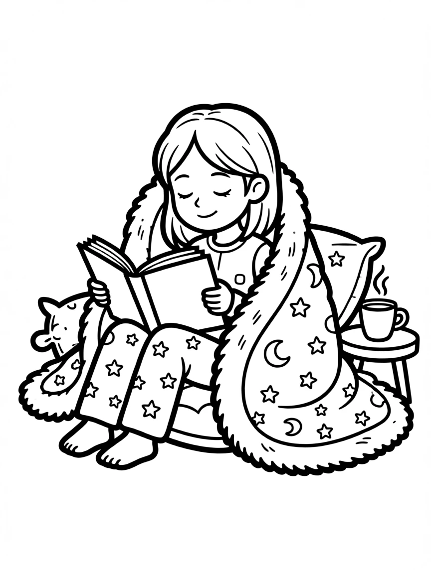 A cozy blanket and a book.