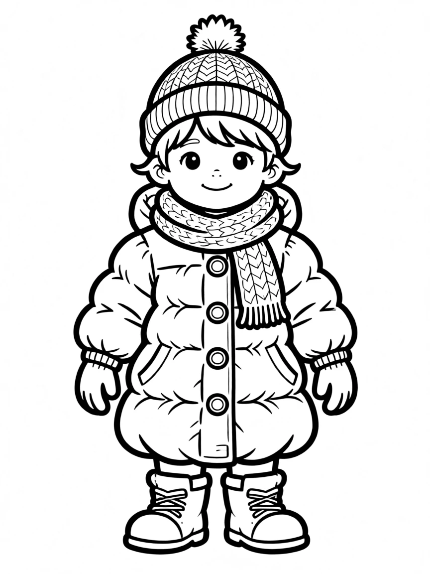 A child bundled up in a winter coat.