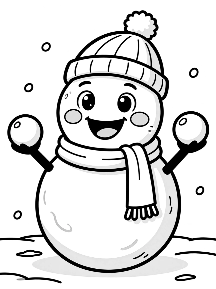 A snowball with a happy face.
