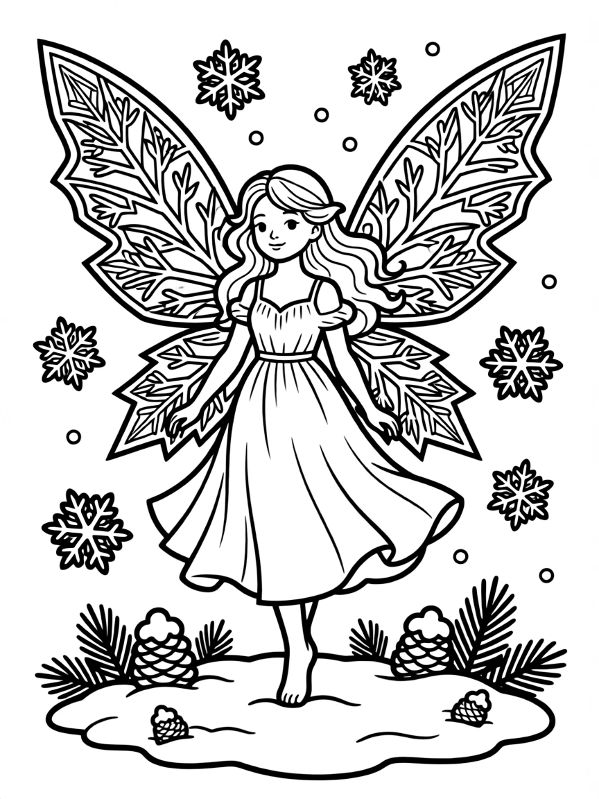 A winter fairy with frosty wings.