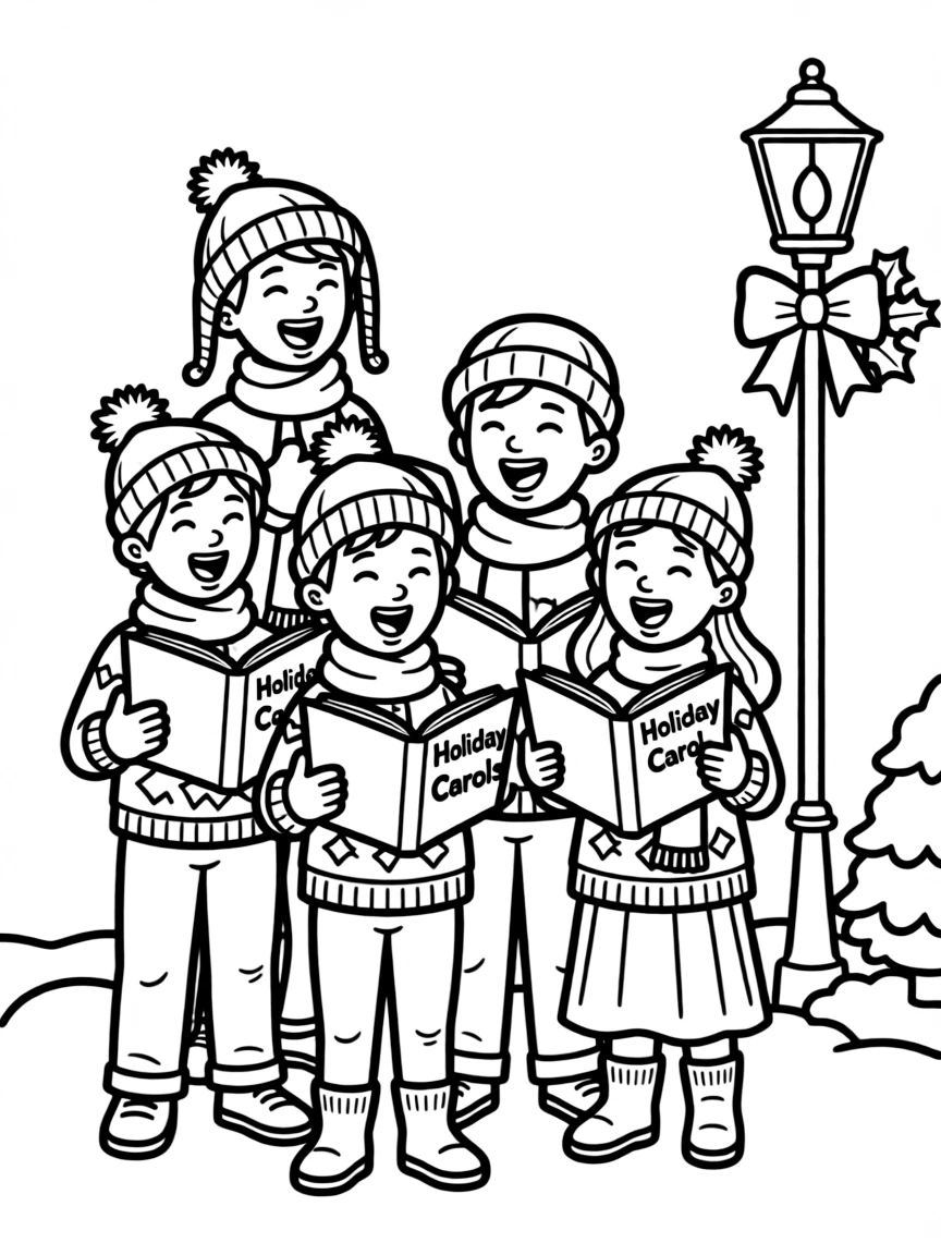 A group of carolers singing.