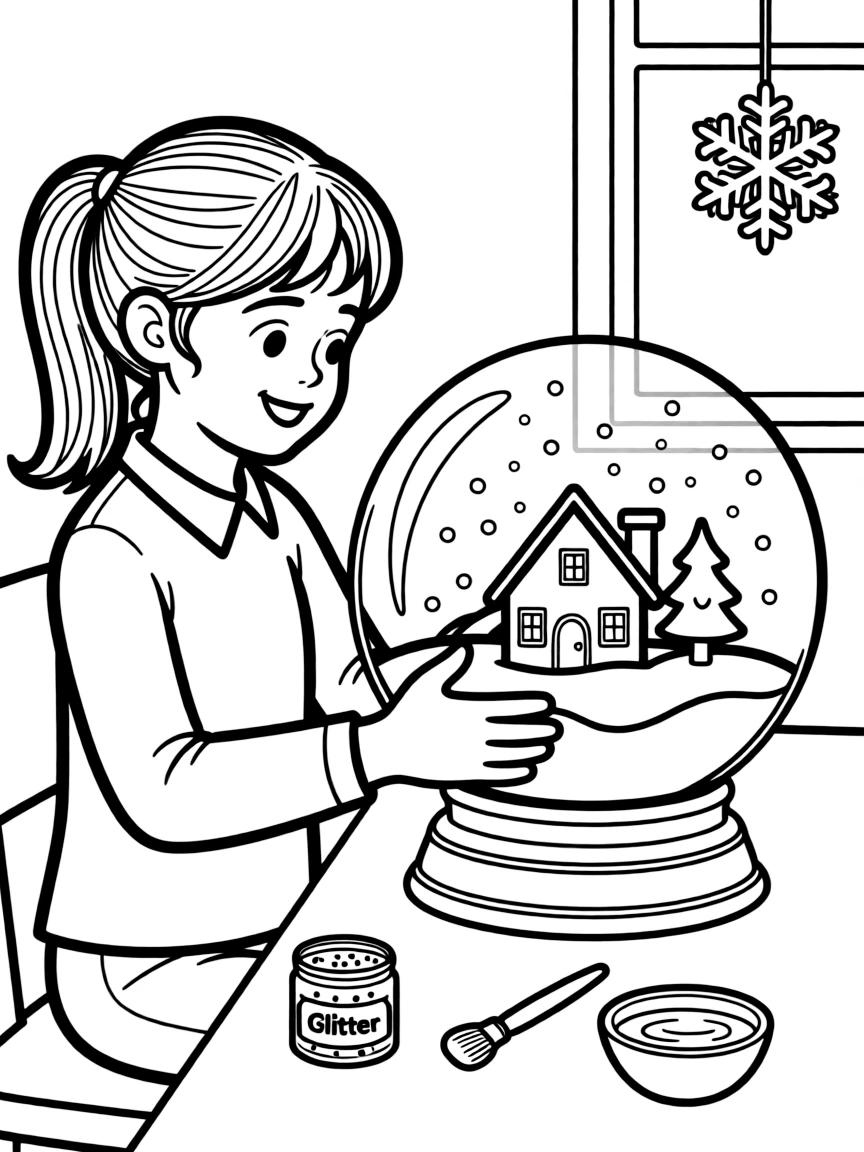A child making a snow globe.