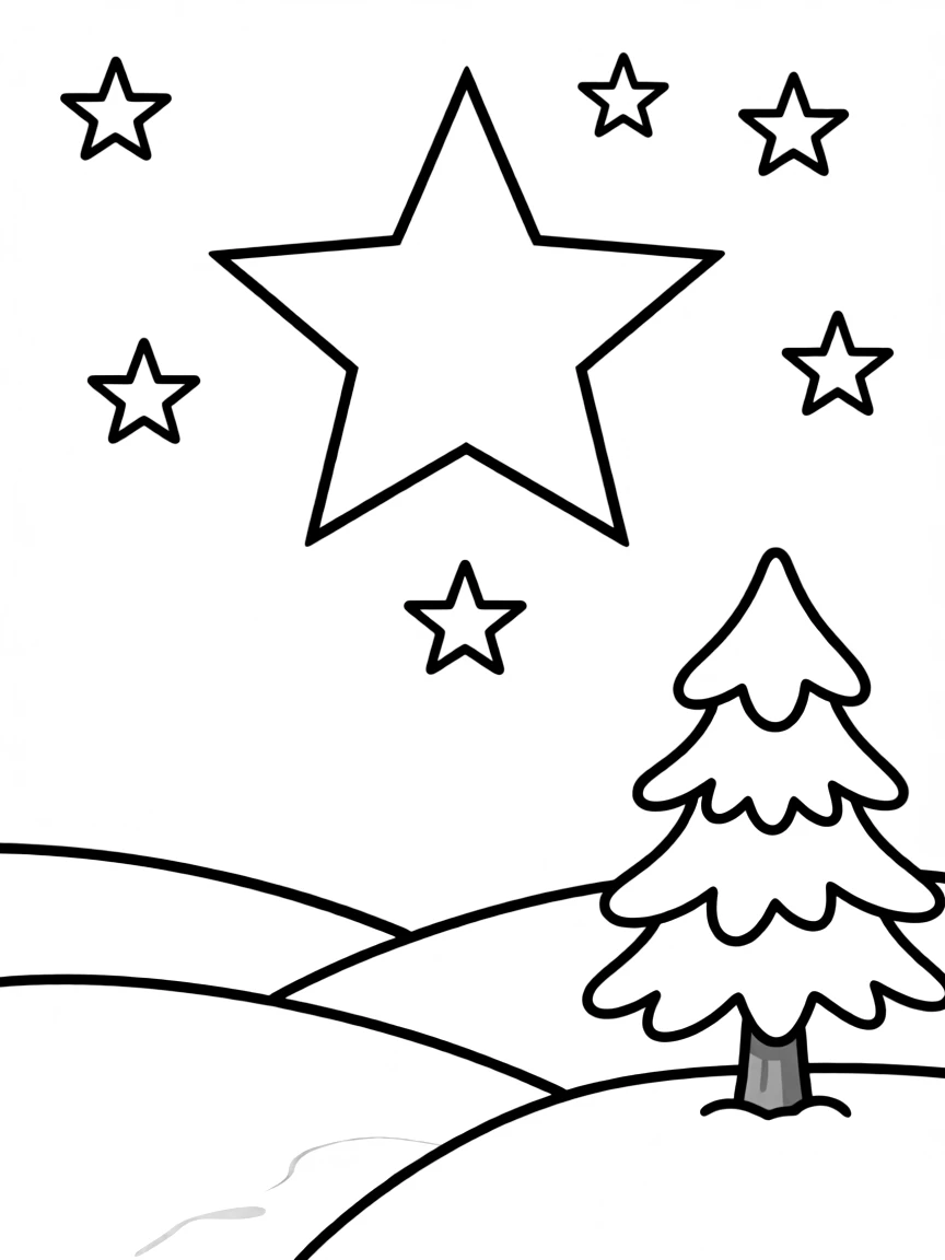 A star shining brightly in the winter sky.