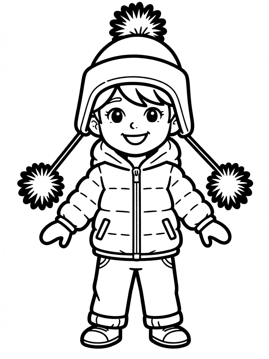 A child wearing a funny winter hat.