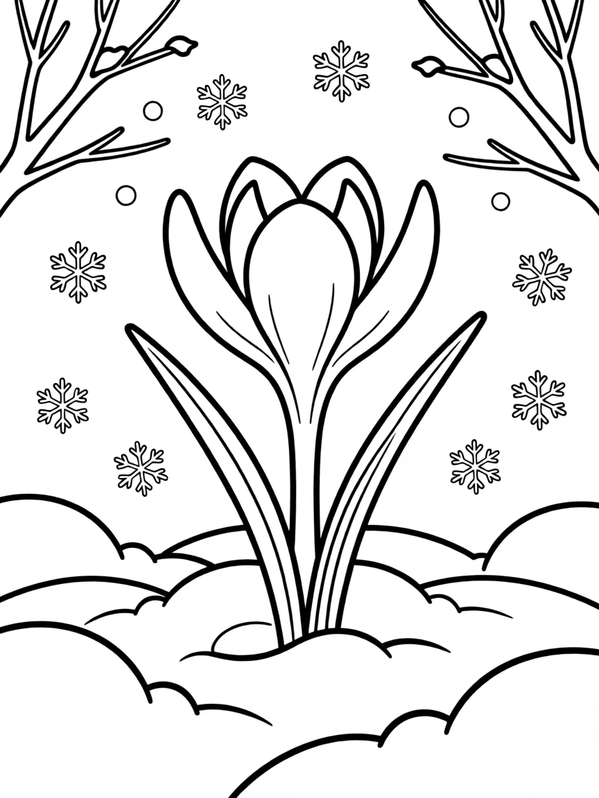 A winter flower blooming in the snow.