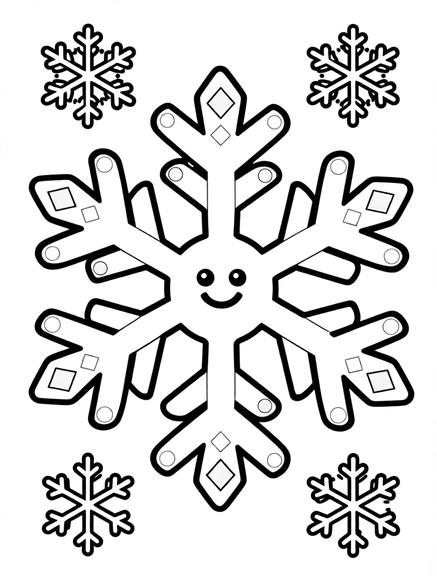 A smiling snowflake with a tiny smile.