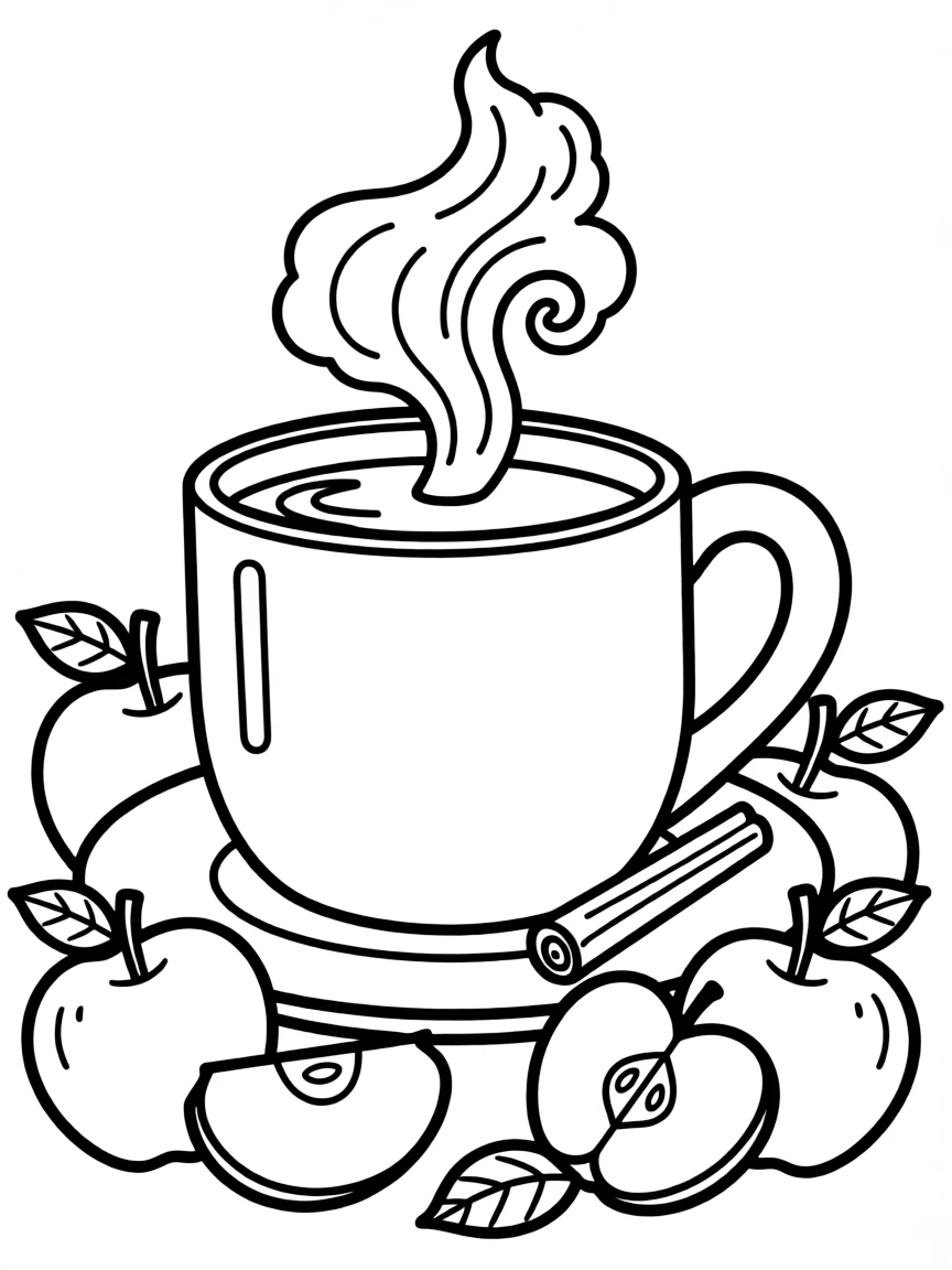 A steaming mug of apple cider.