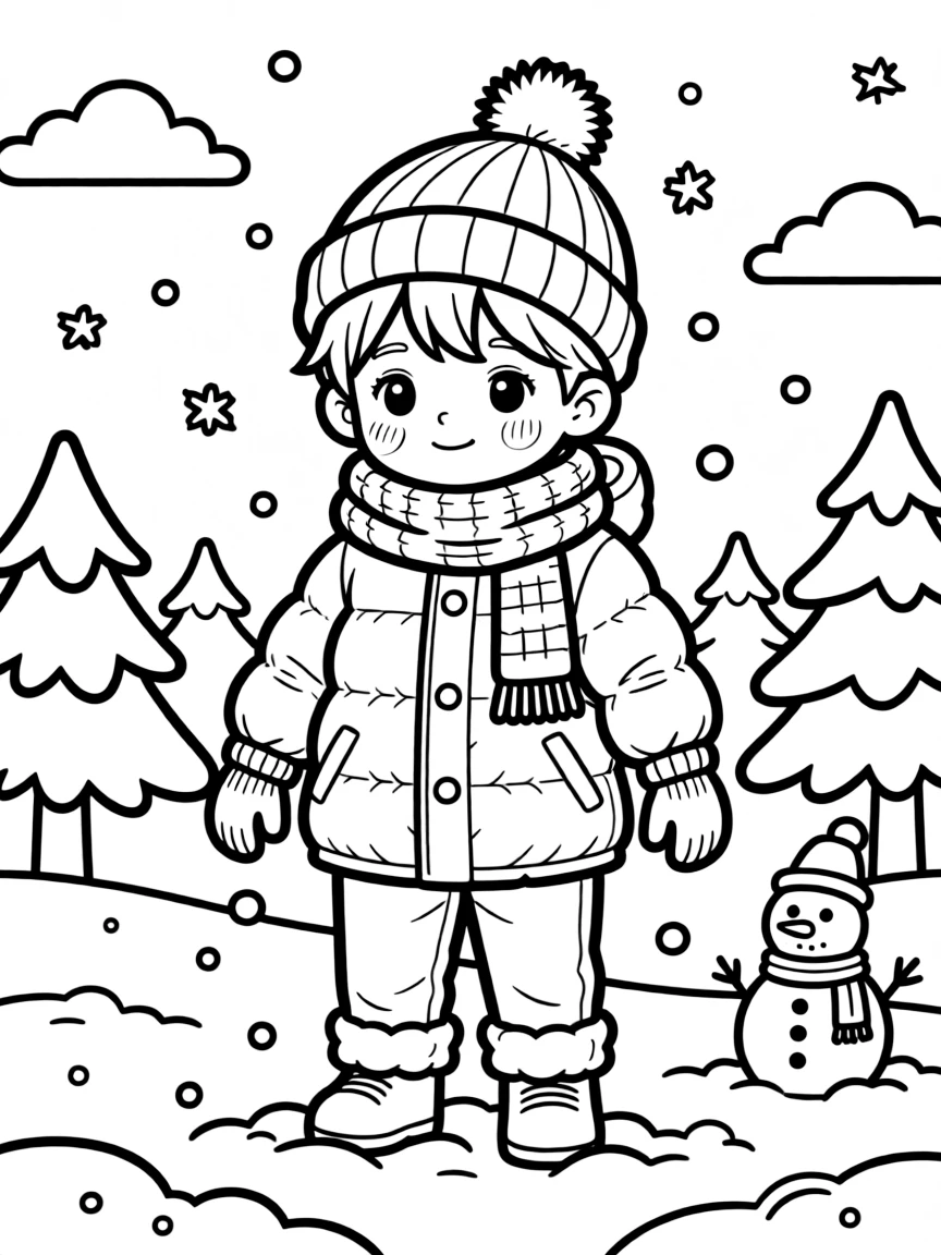 A child with rosy cheeks from the cold.