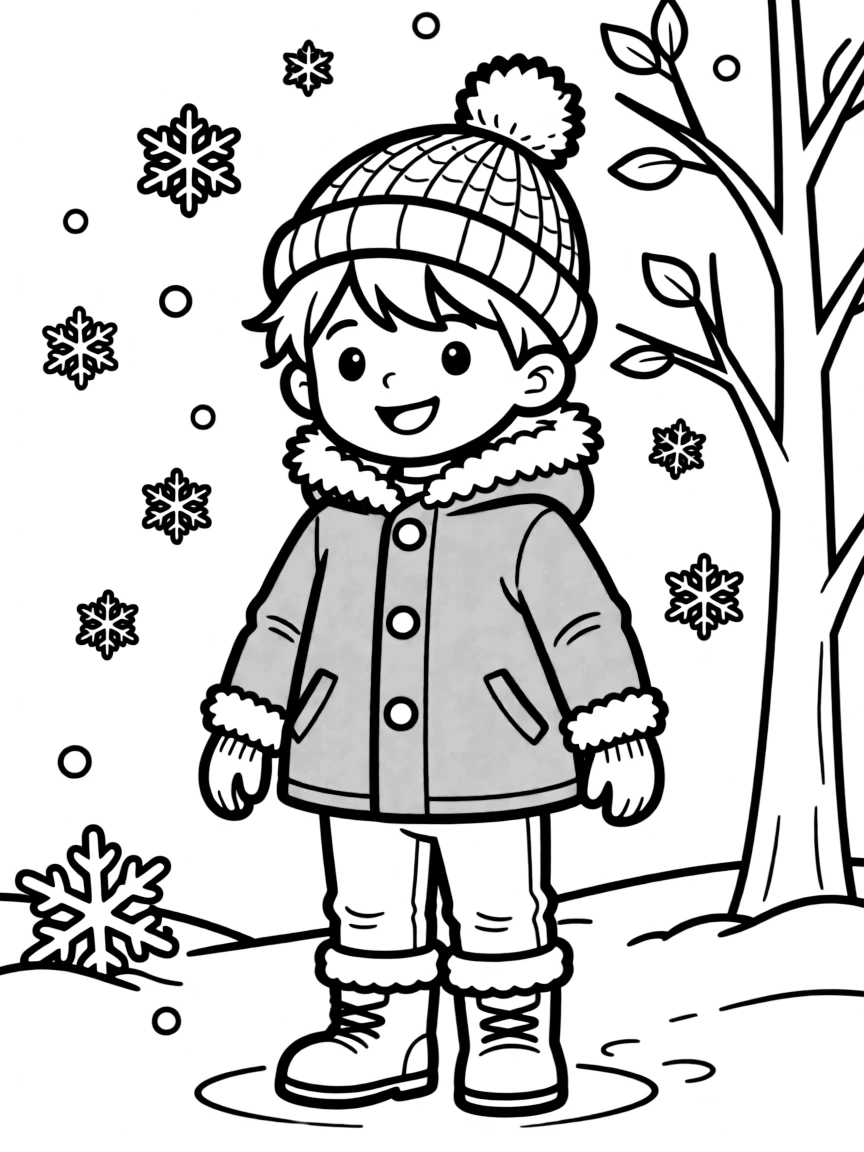 A child wearing a bright red winter coat.