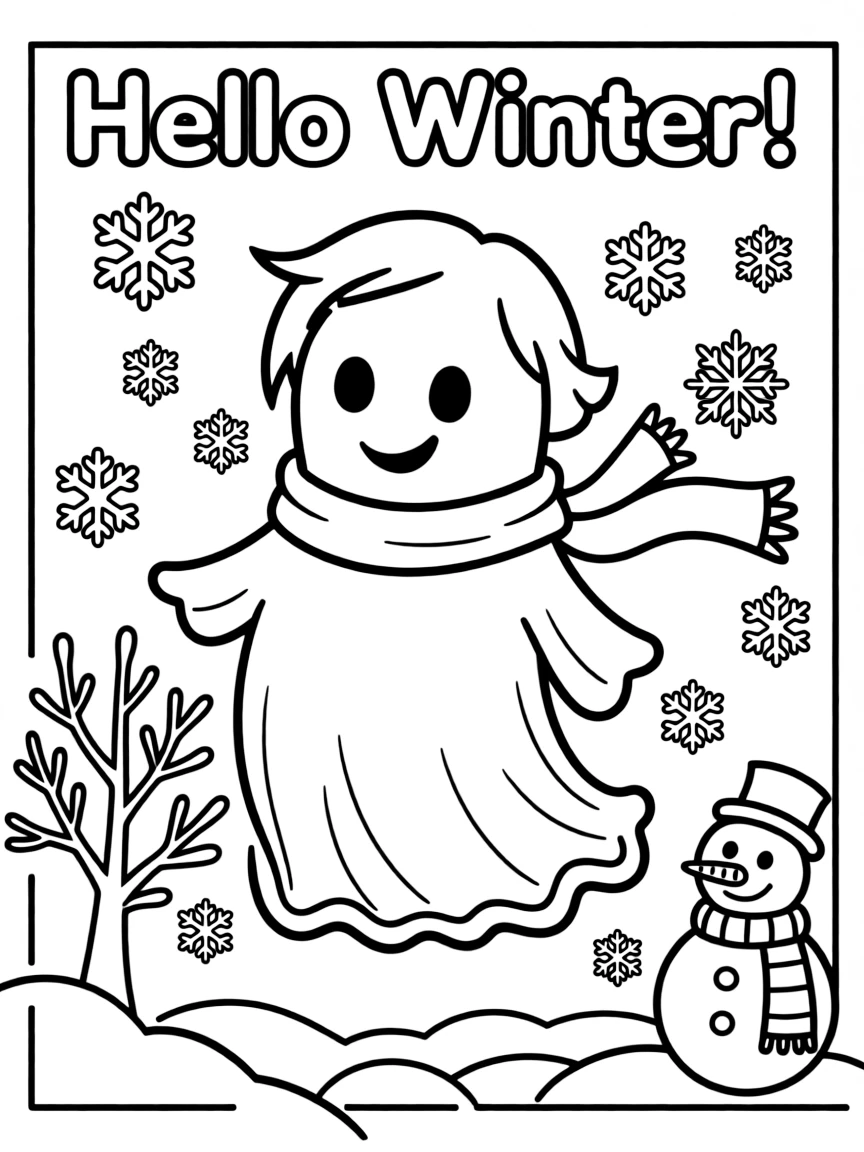 A friendly winter ghost (not scary).