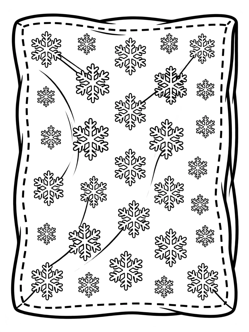 A cozy blanket with a pattern of snowflakes.