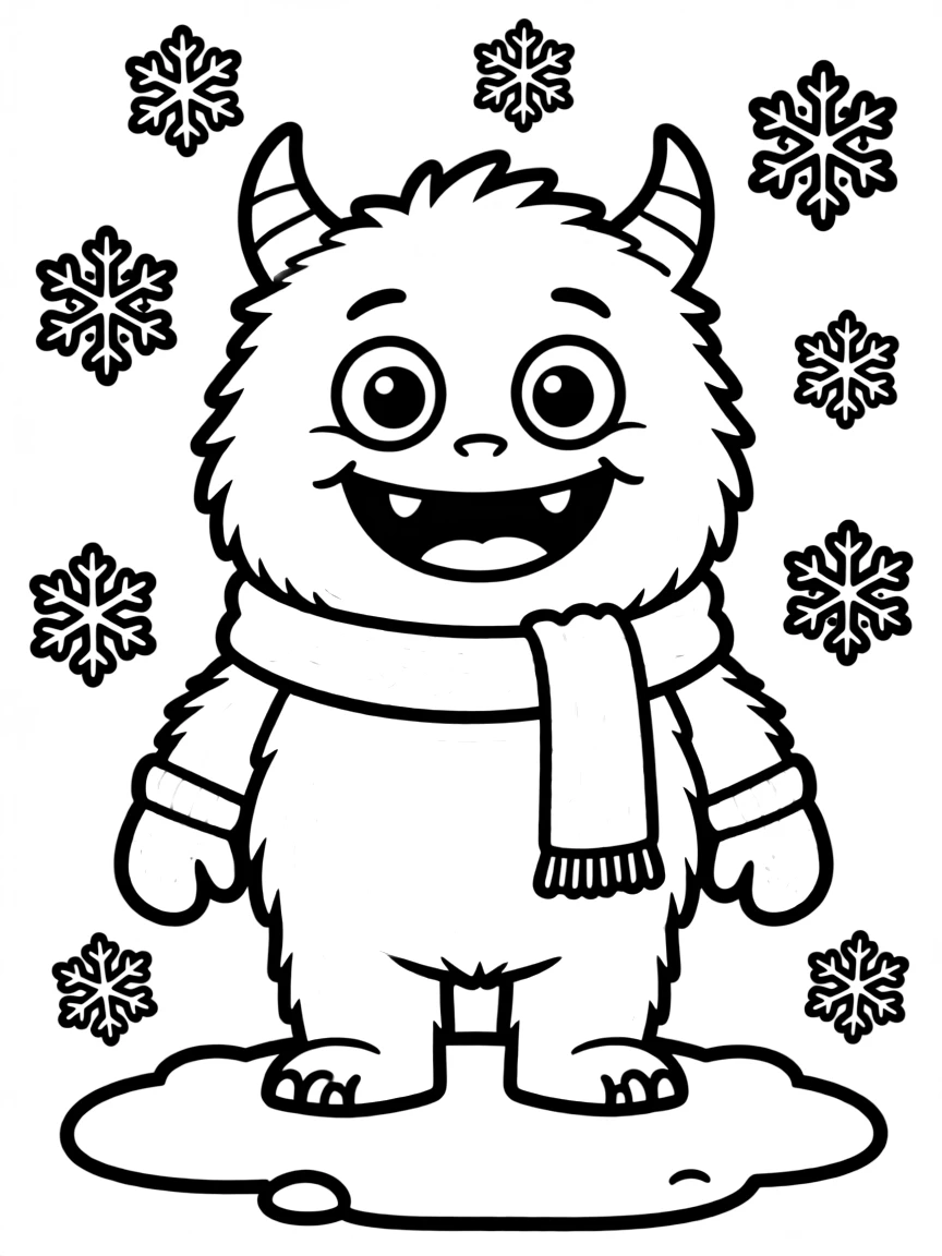 A happy little winter monster (friendly).