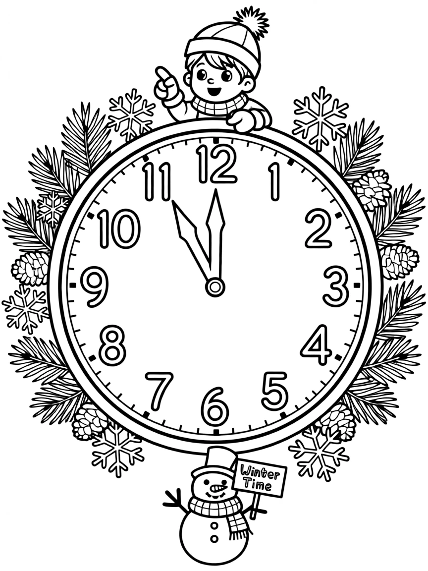 A winter-themed wall clock.