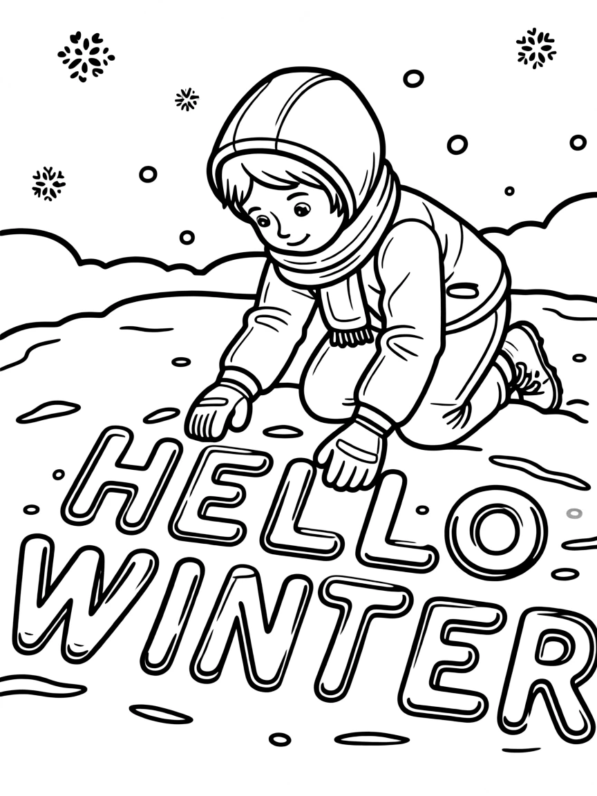 A child making a snow message.