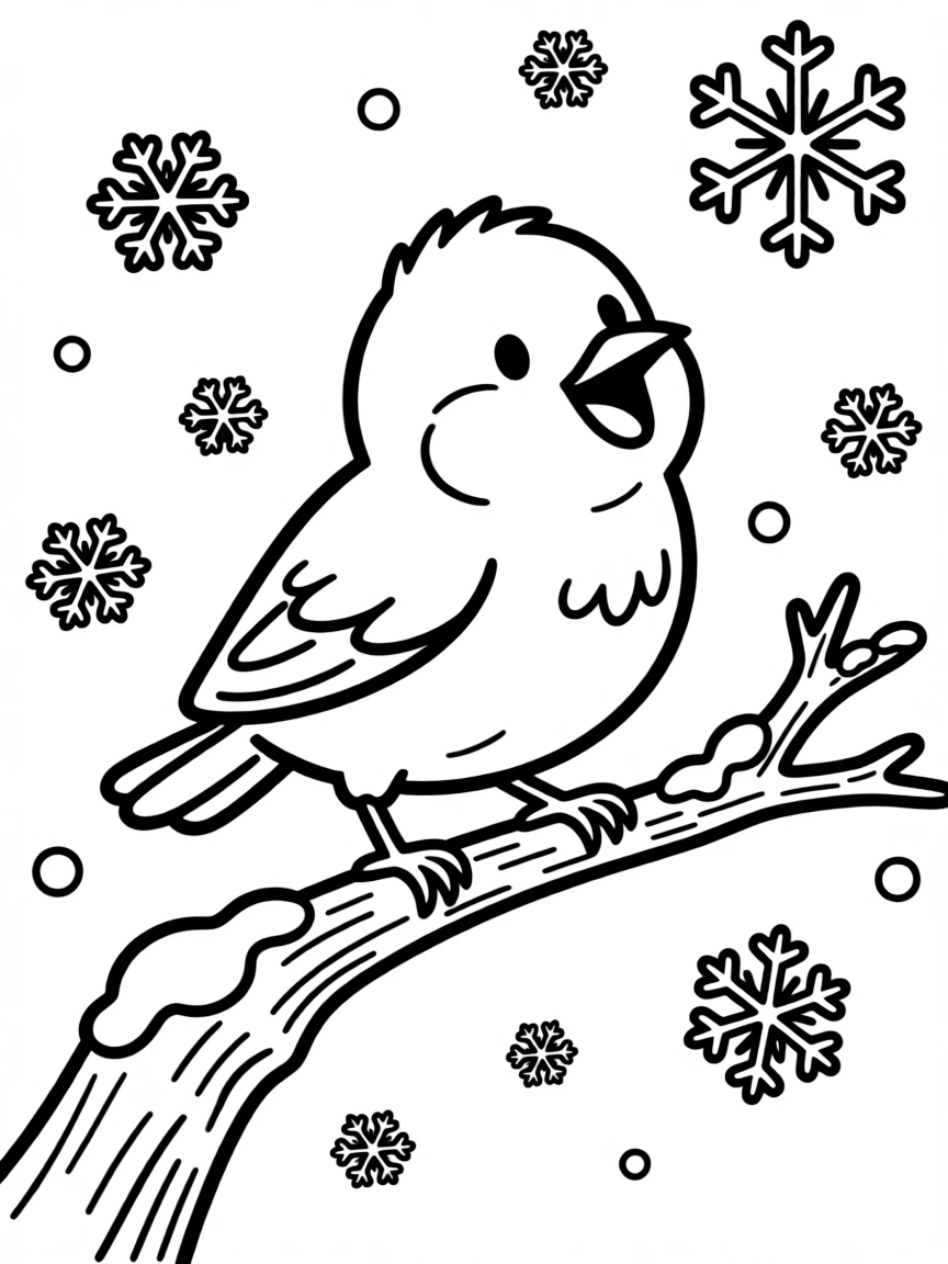 A happy little winter bird singing.