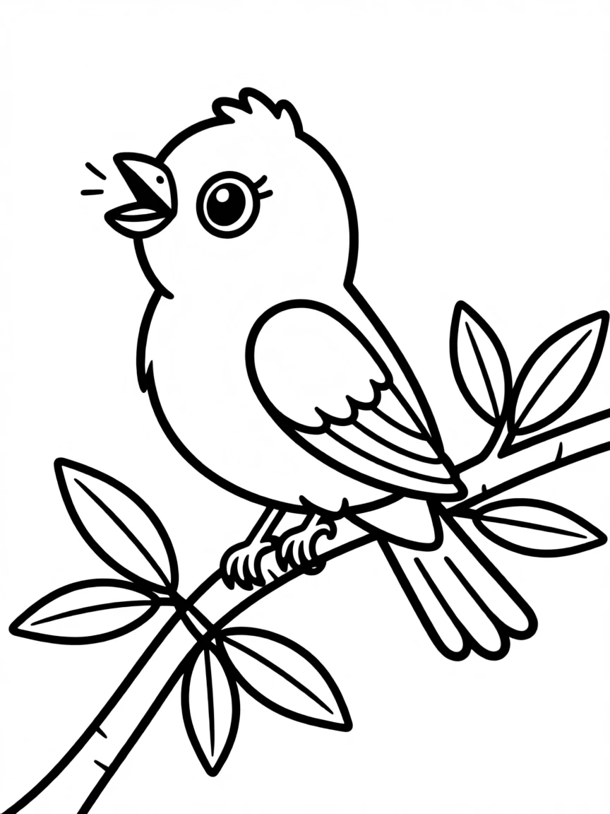 A sweet bird singing on a branch.