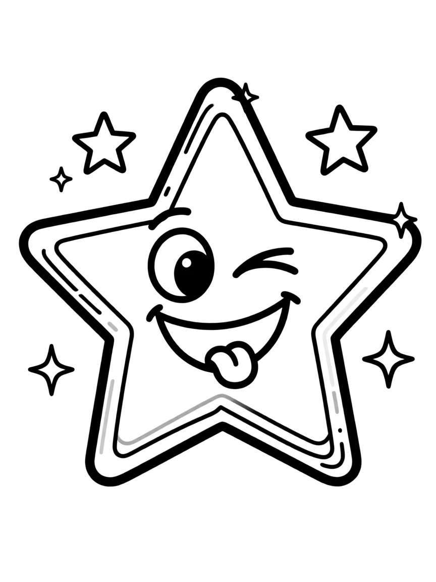 A cheerful star winking.