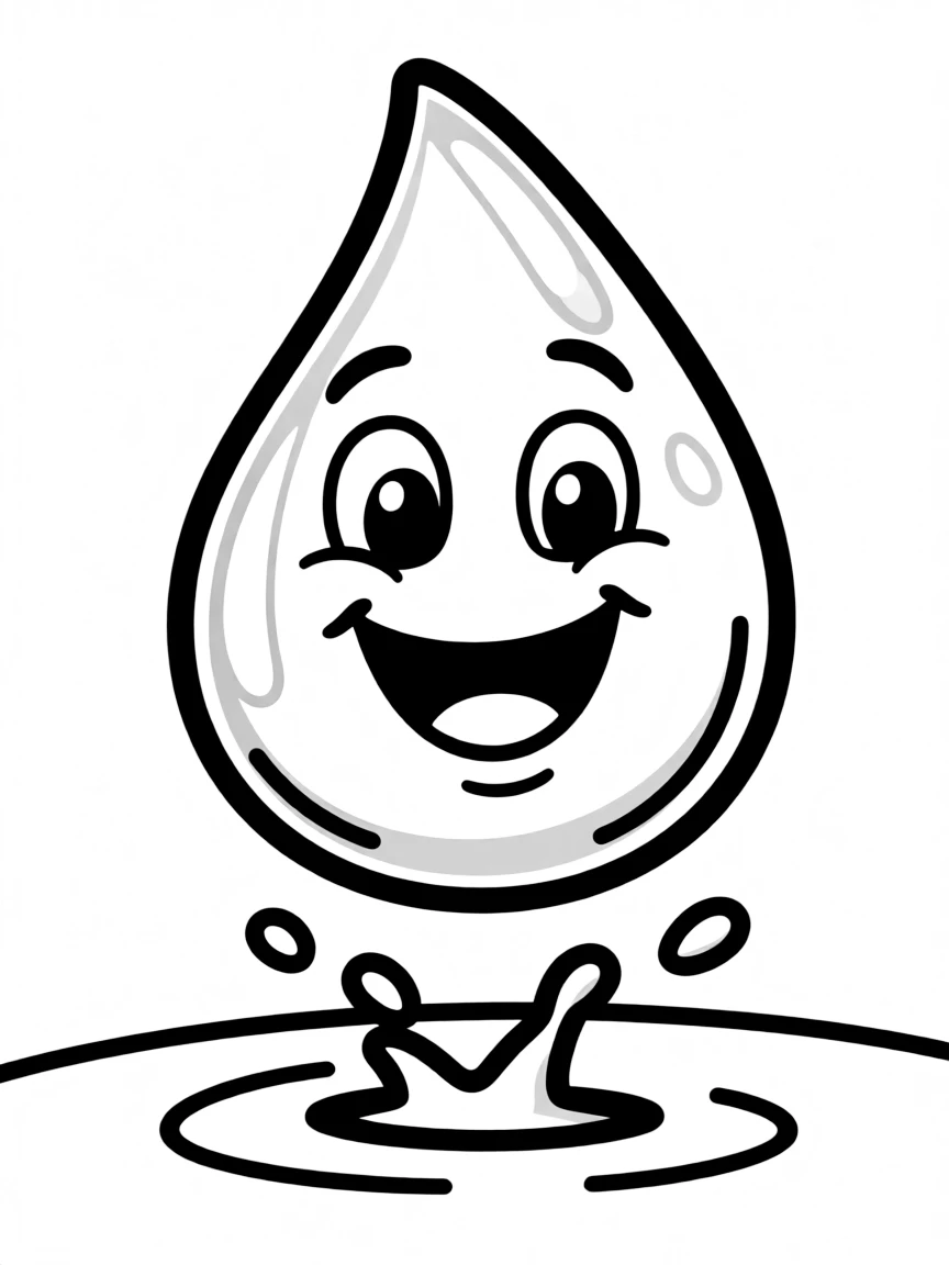 A happy raindrop bouncing.