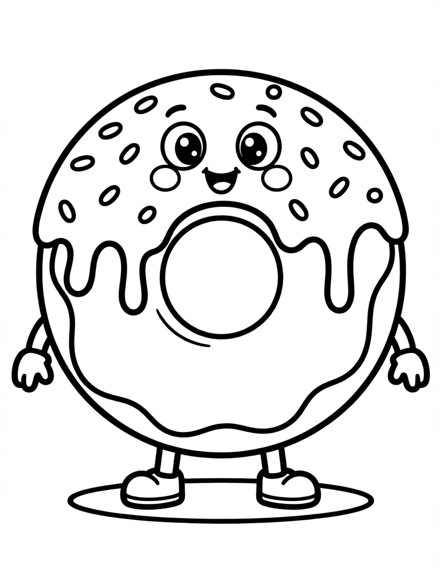 A cute donut with frosting.
