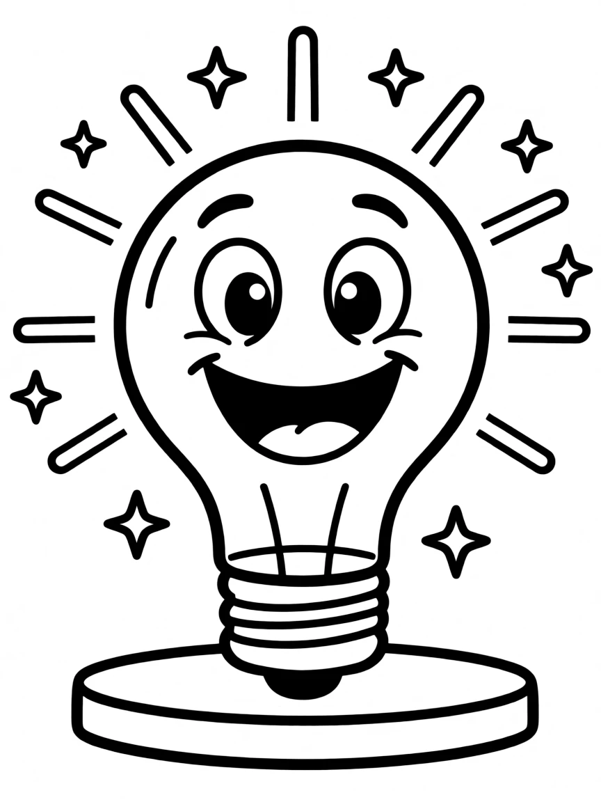 A happy lightbulb shining.