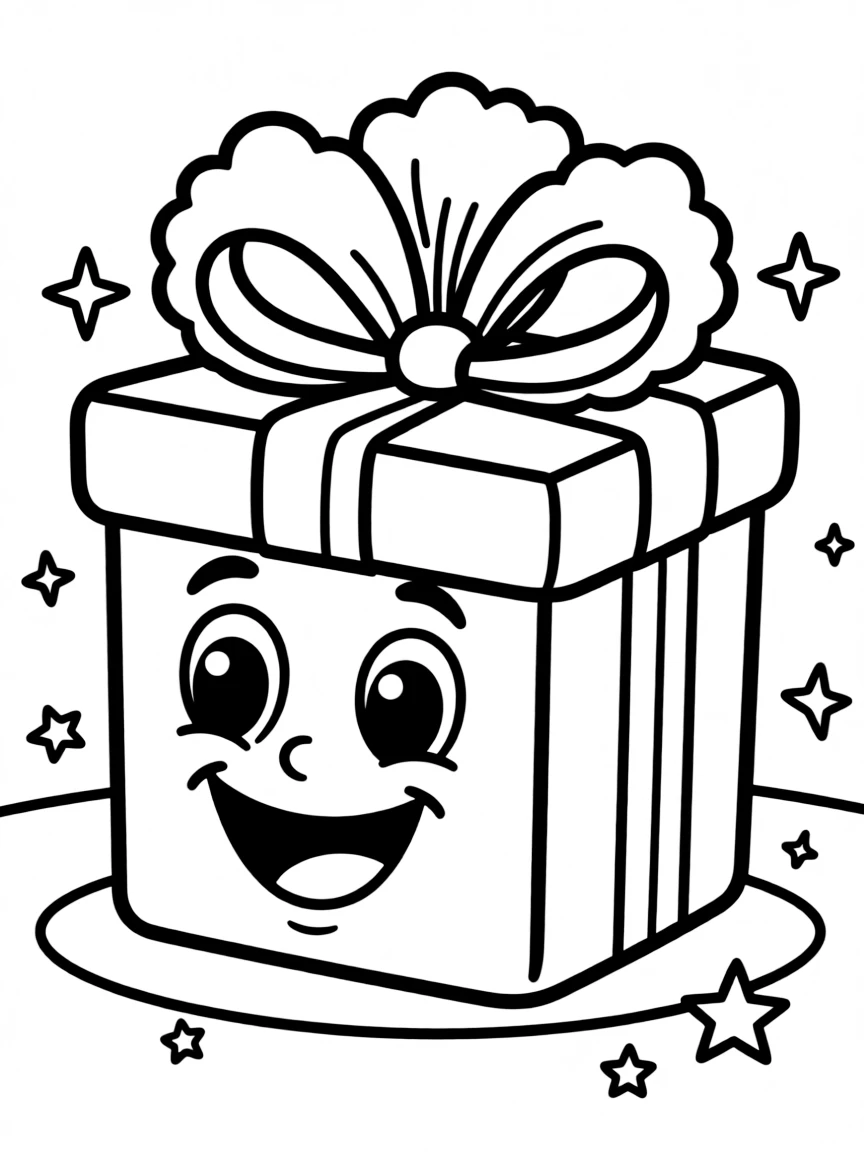 A happy gift box with a bow.