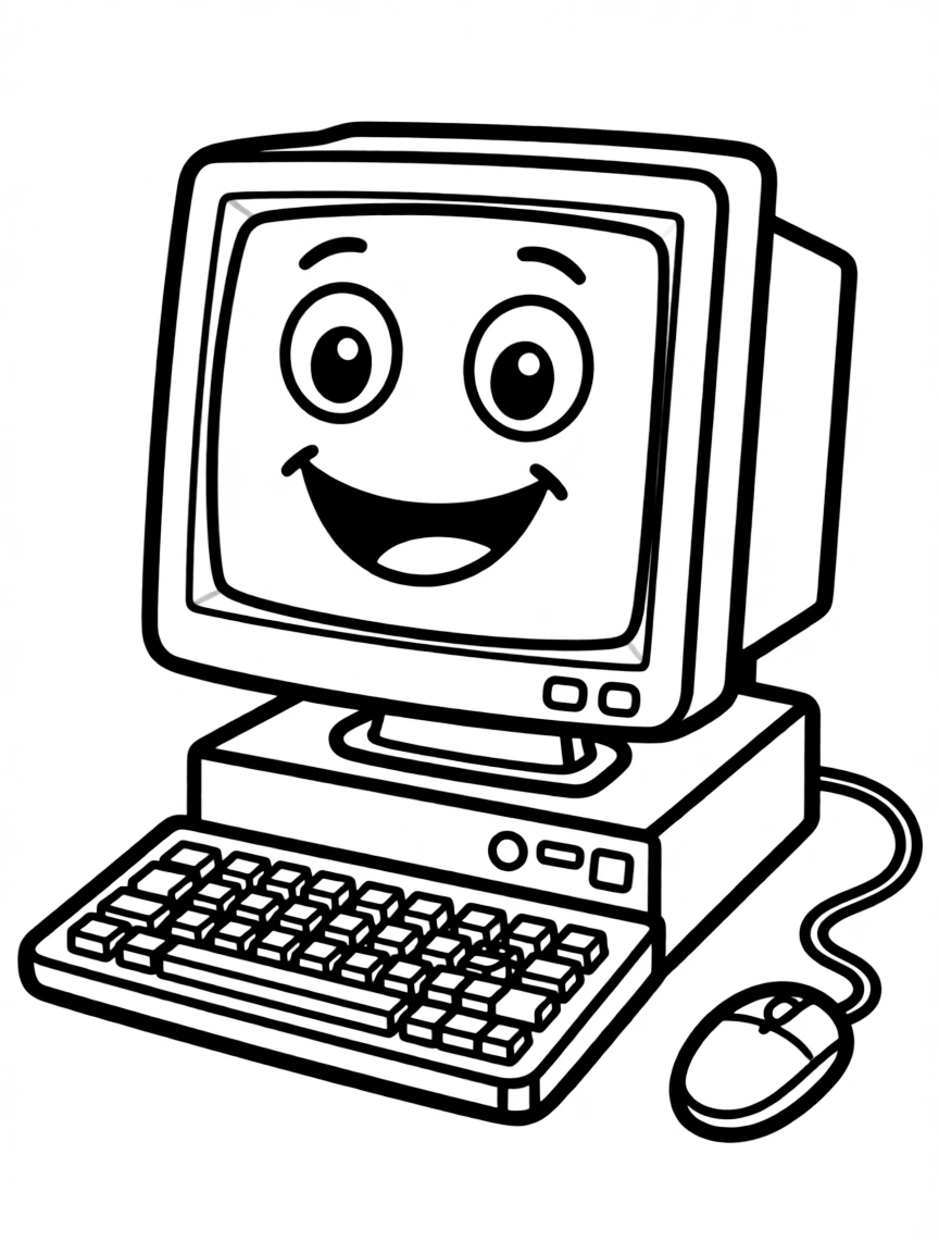 A smiling computer screen.