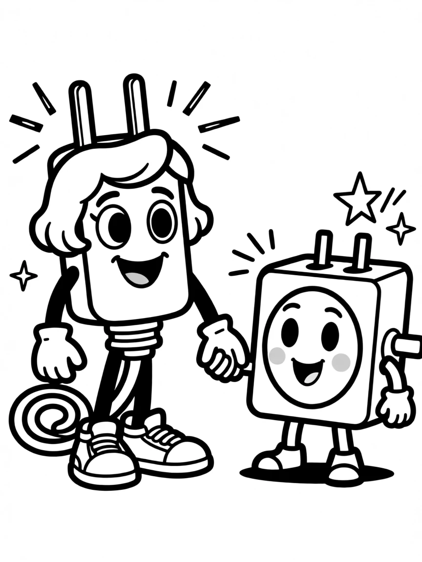 A joyful plug connecting.