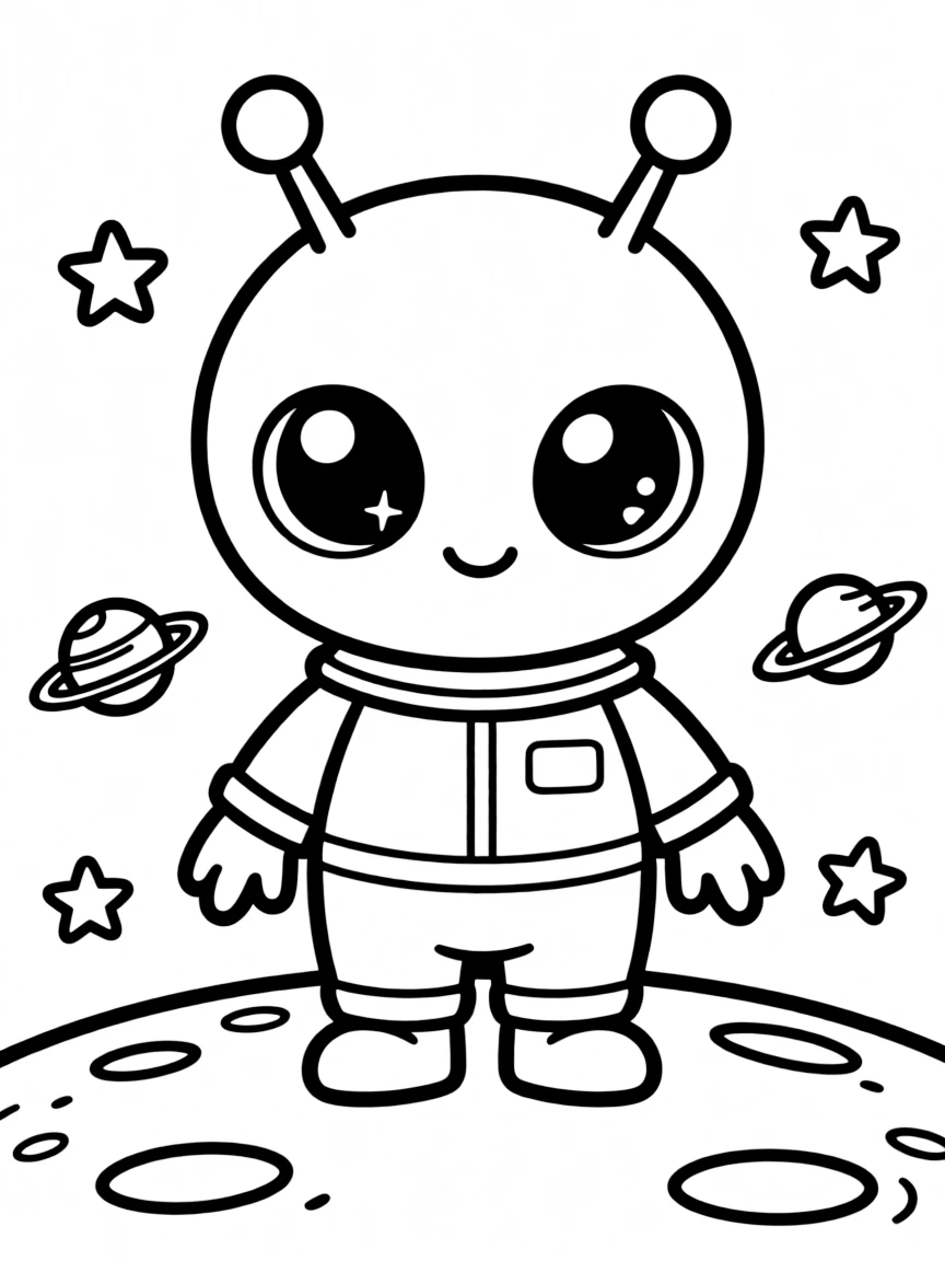 A kawaii alien with big eyes.