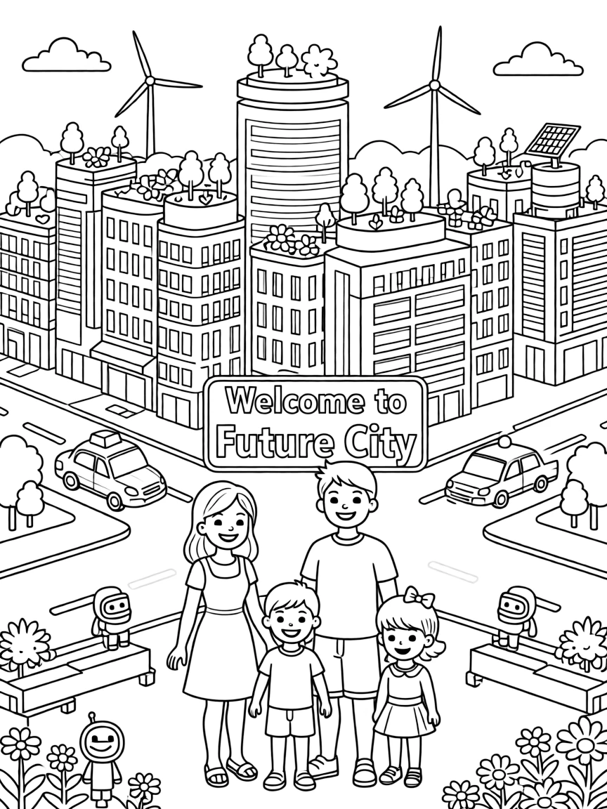 A happy future city.