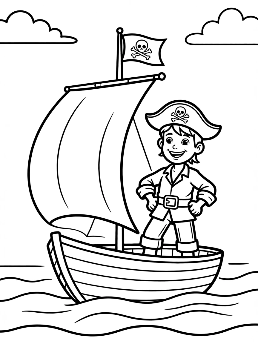 A cheerful pirate sailing.