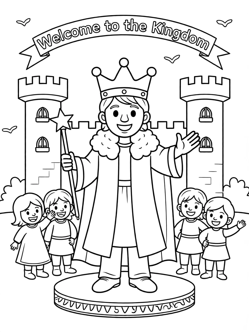 A joyful king ruling.