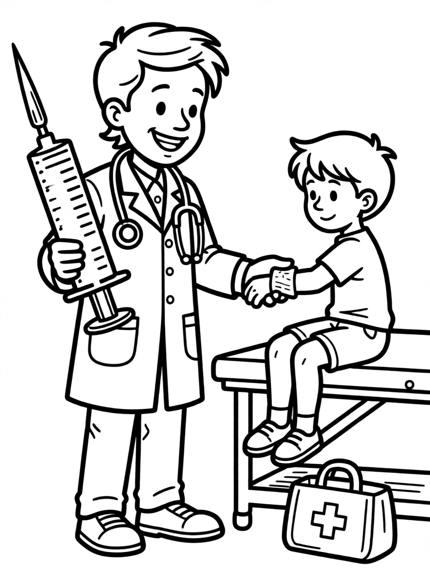 A joyful doctor healing.
