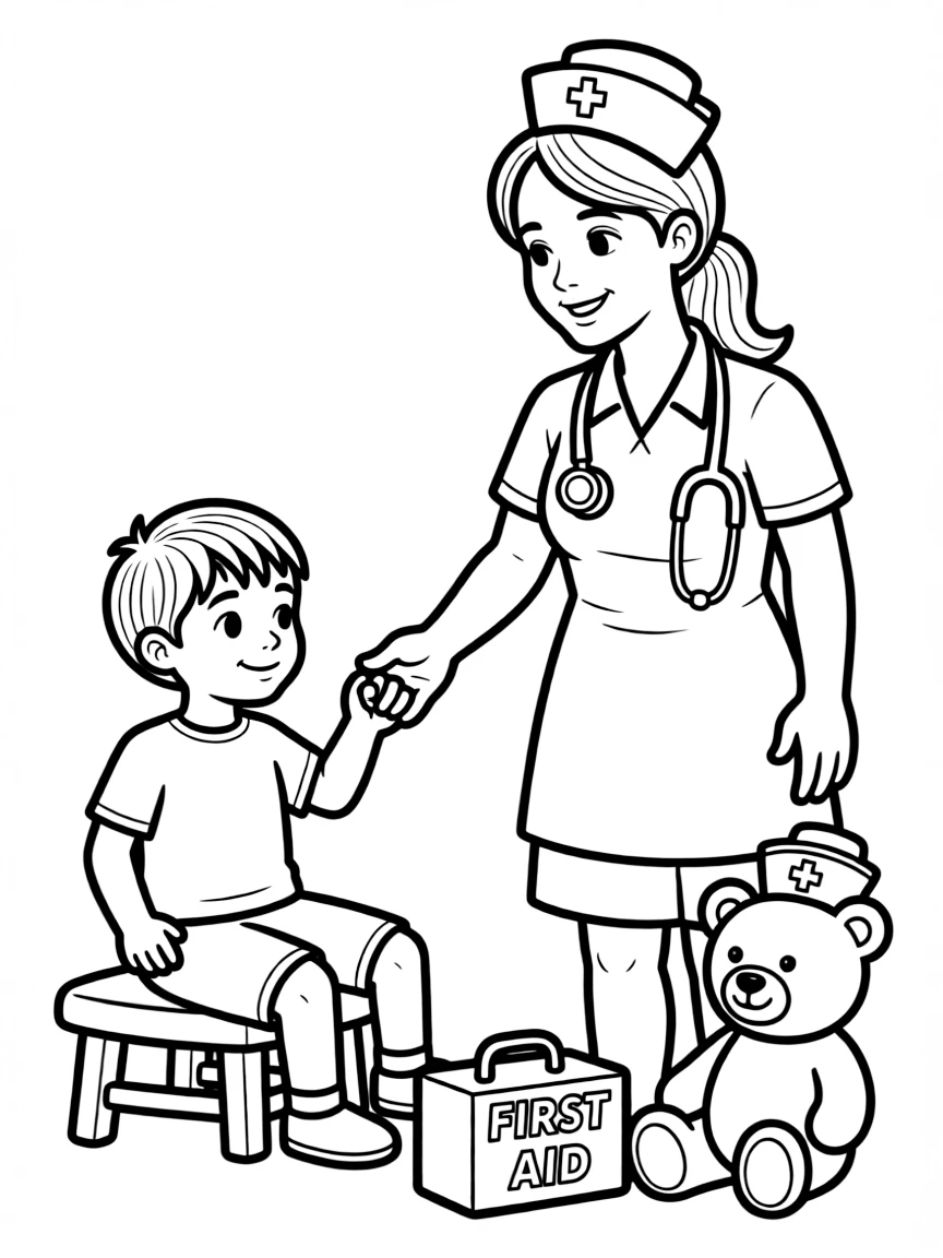 A playful nurse caring.
