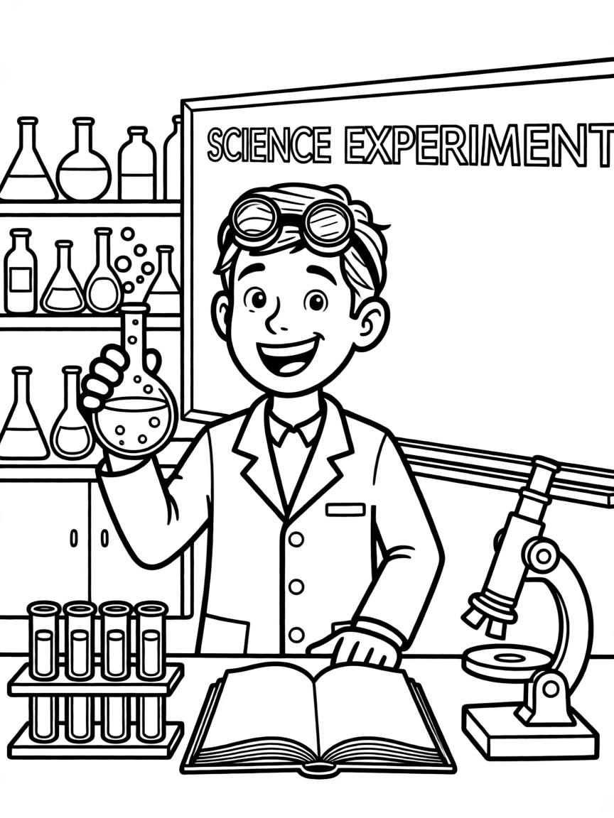 A happy scientist experimenting.