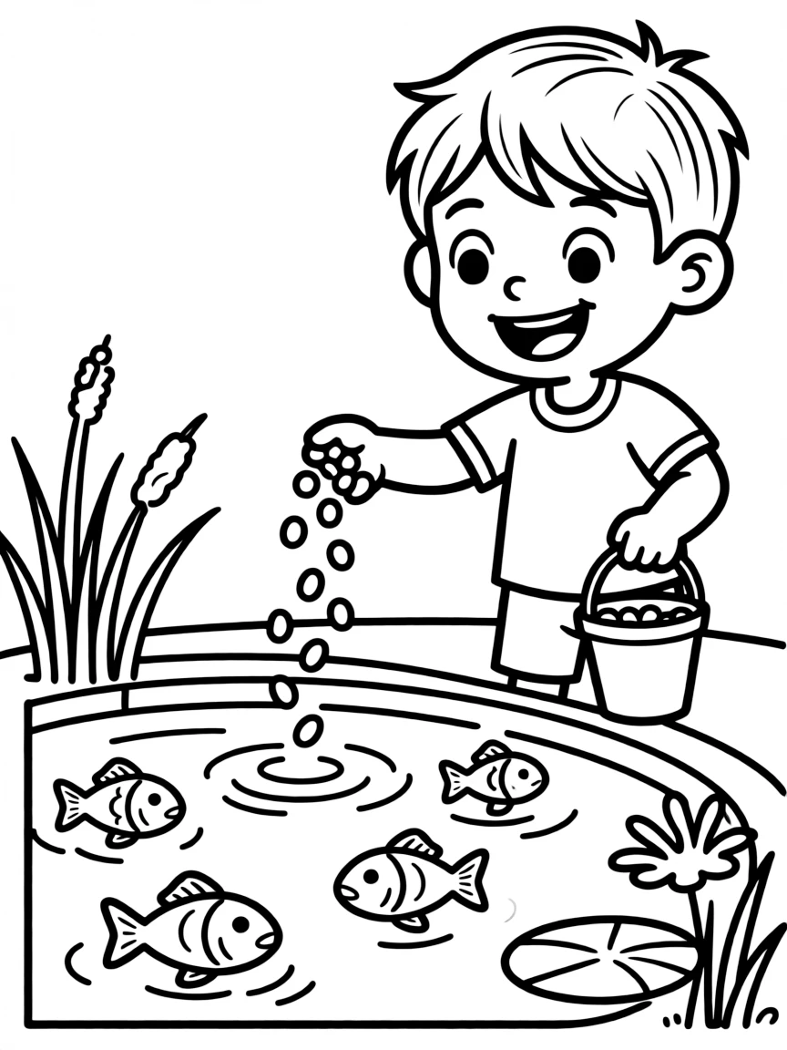 A smiling animal fish feeder.