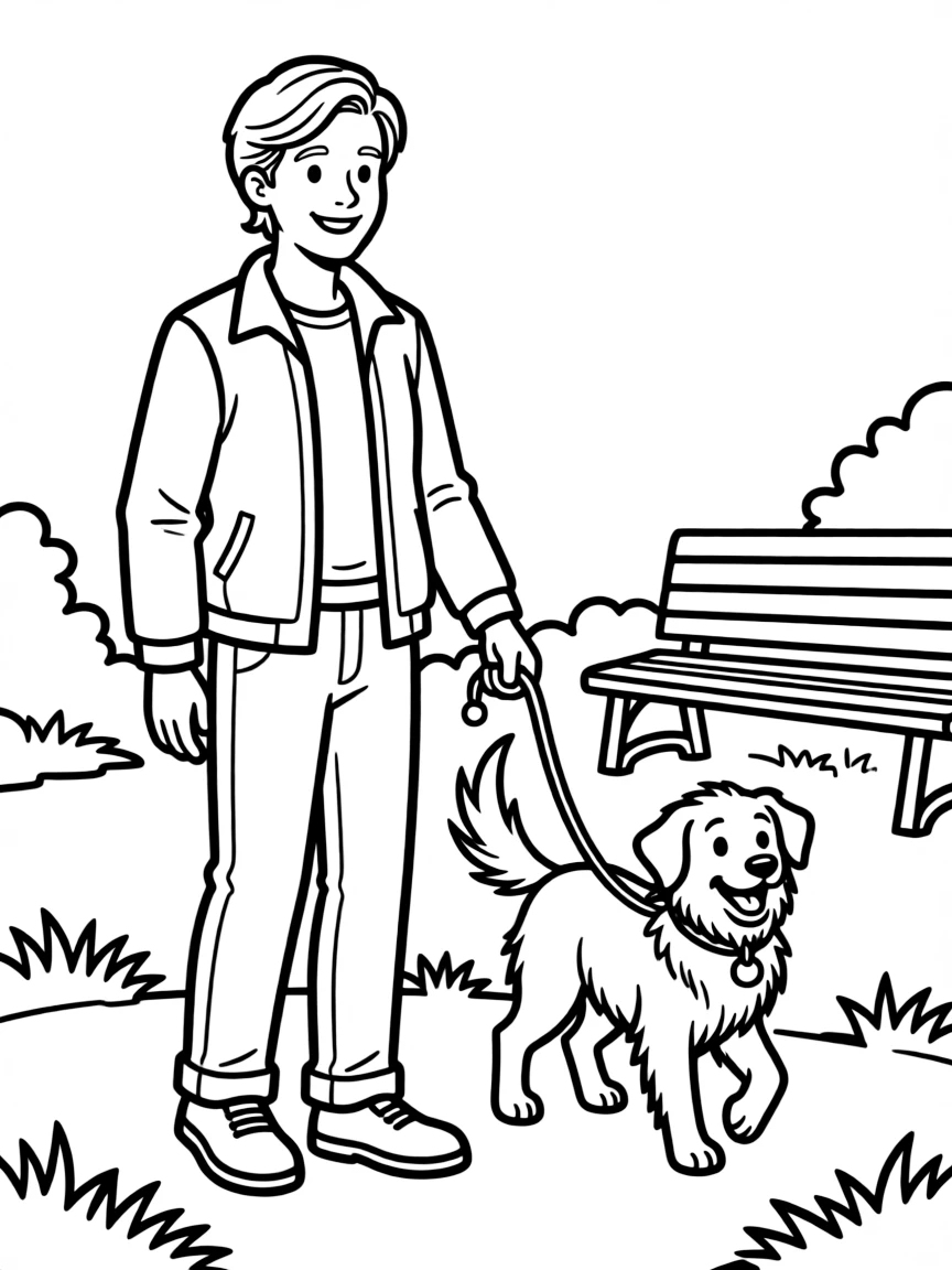A smiling animal dog walker.
