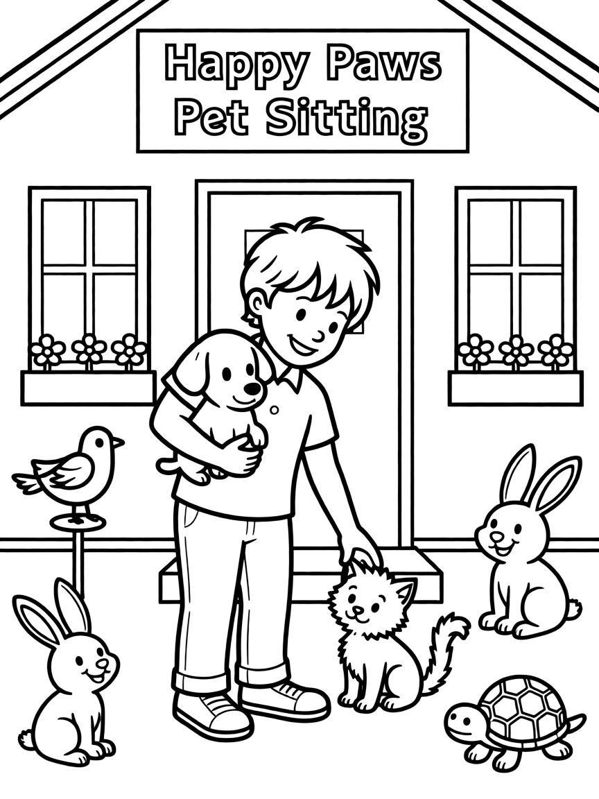 A cheerful animal pet sitter.