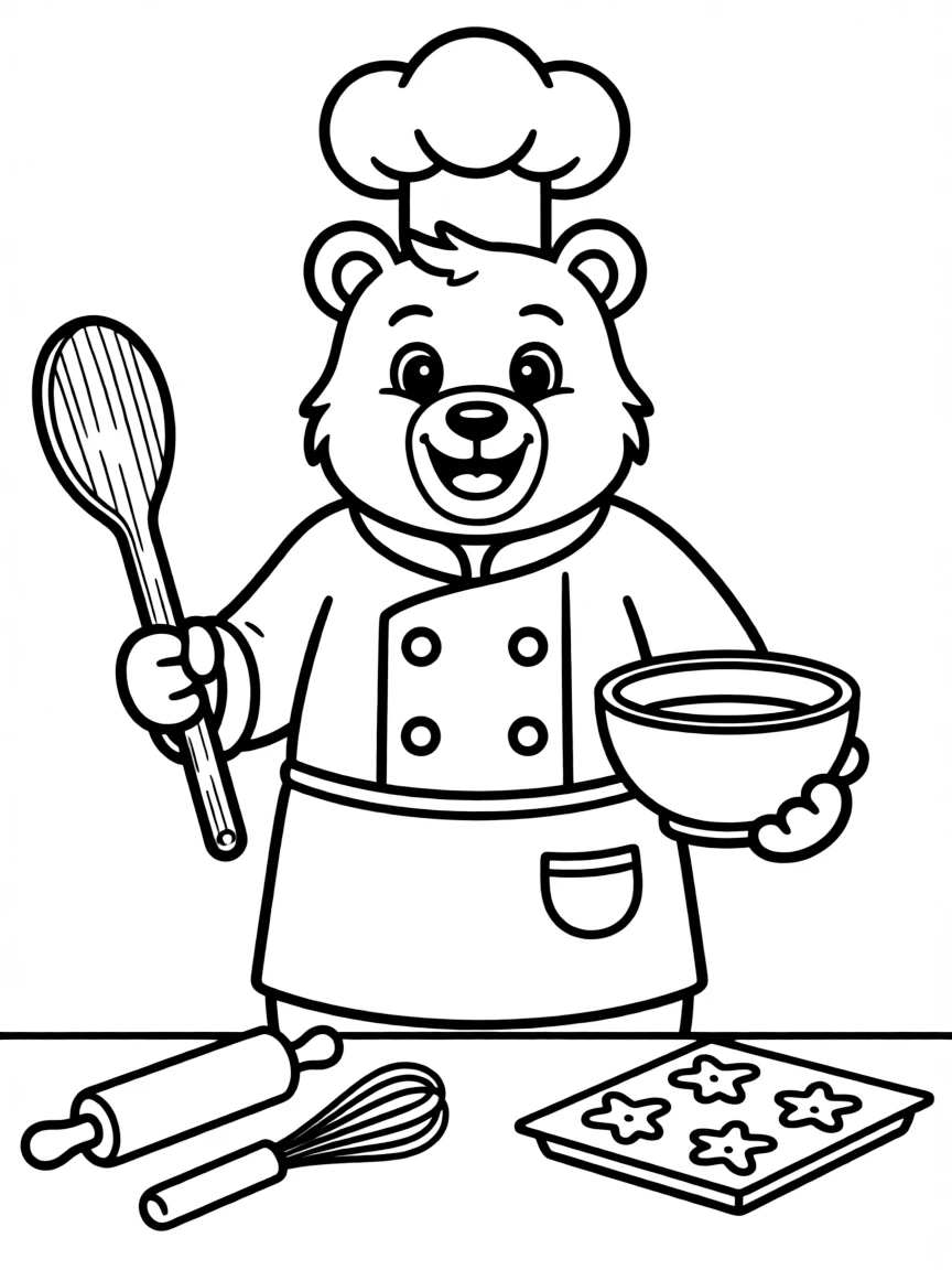A smiling animal chef.