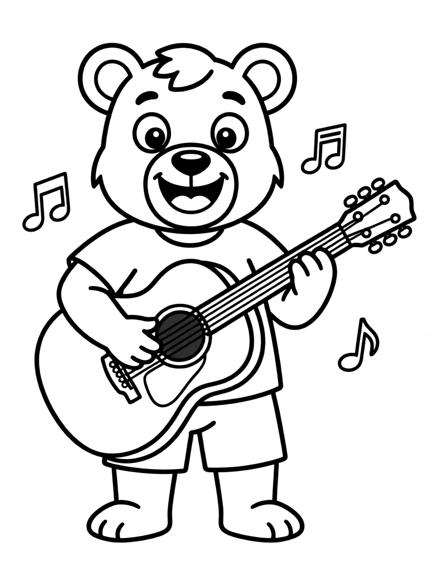 A smiling animal musician.