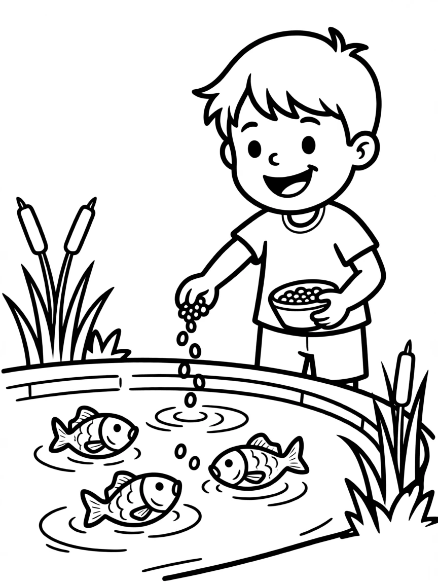 A happy animal fish feeder.