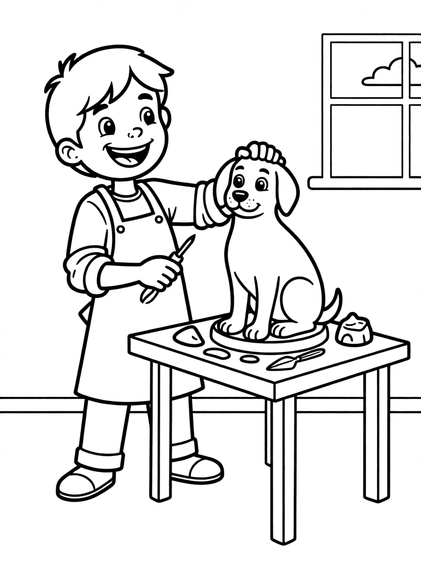 A smiling animal sculptor.