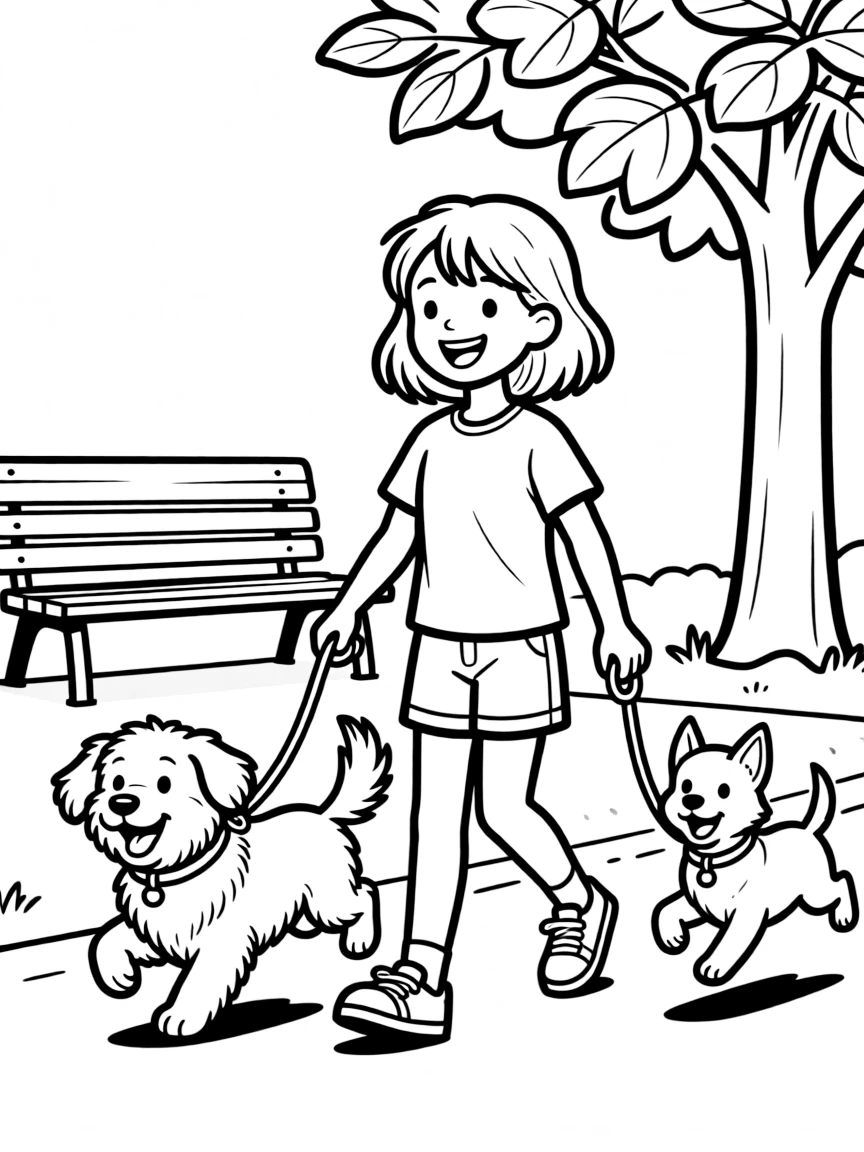 A playful animal dog walker.