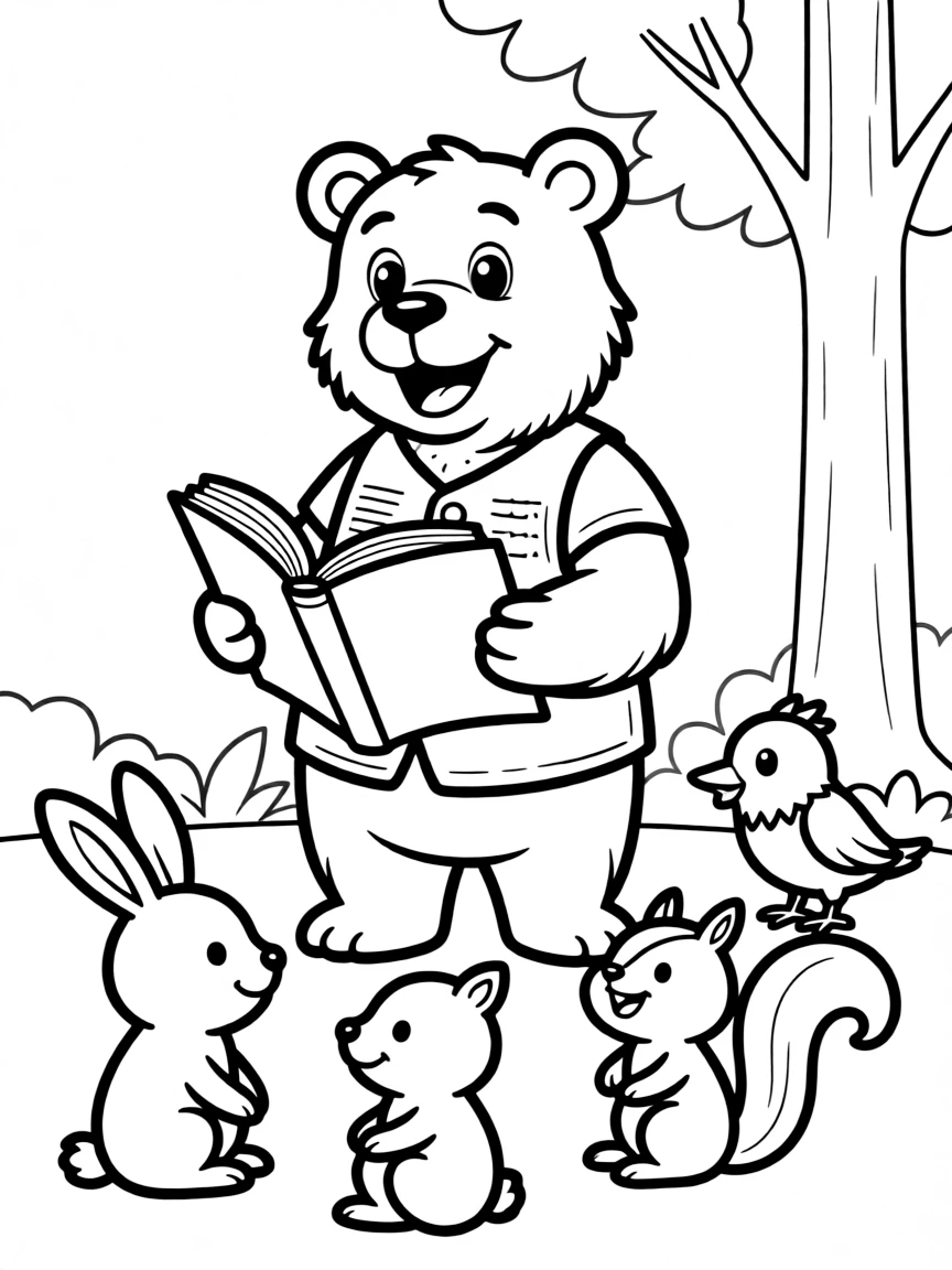 A smiling animal storyteller.