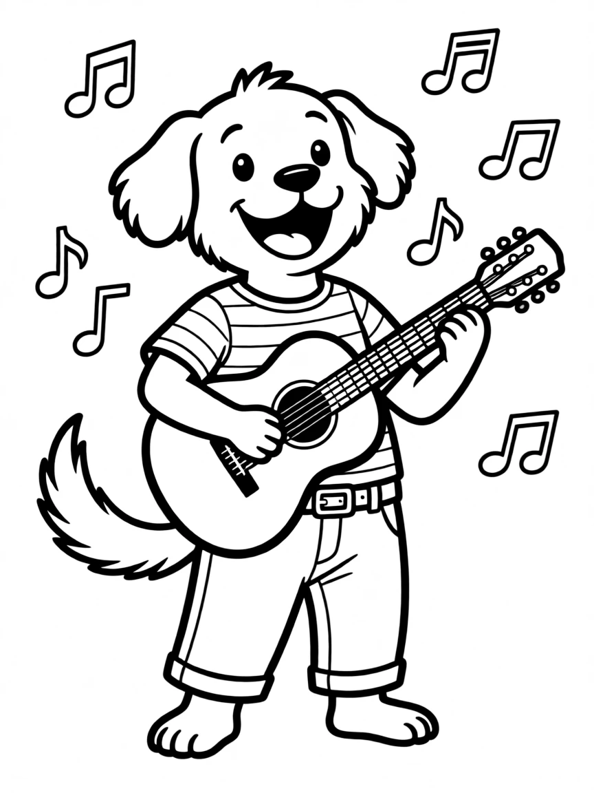 A happy animal musician.