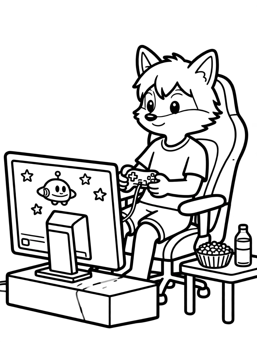 A cute animal gamer.