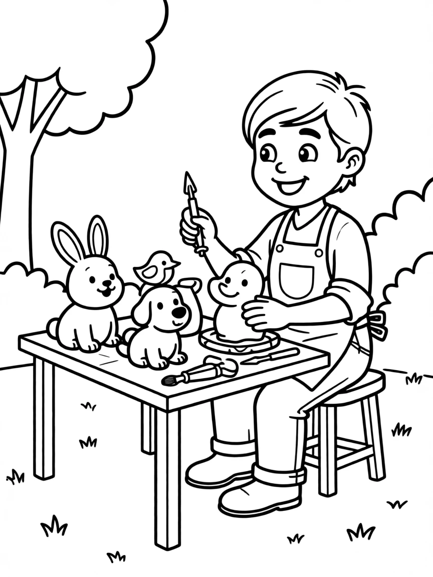 A happy animal sculptor.