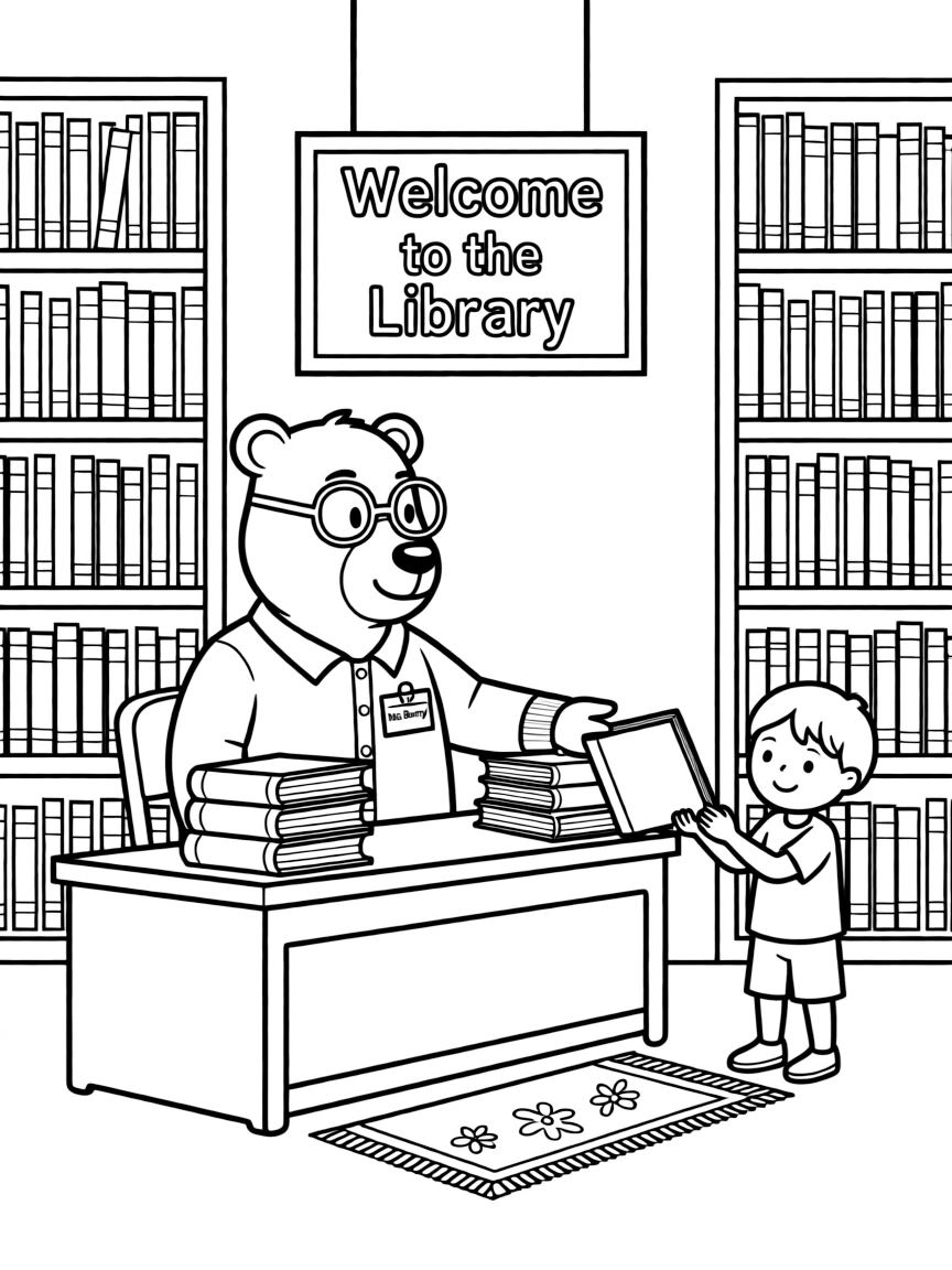 A playful animal librarian.